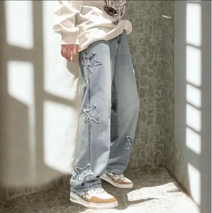 Gothic Star Cutout Patchwork Jeans: Y2K Alt Streetwear goth emo edgy alt