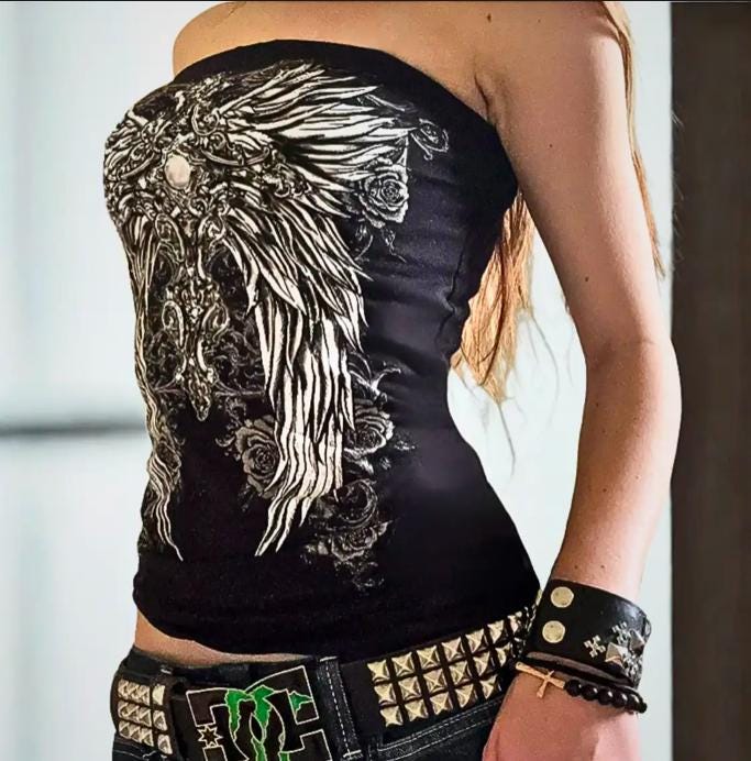 Gothic Rock and Roll Women's Cropped Tub Top Alt Emo Mall Goth