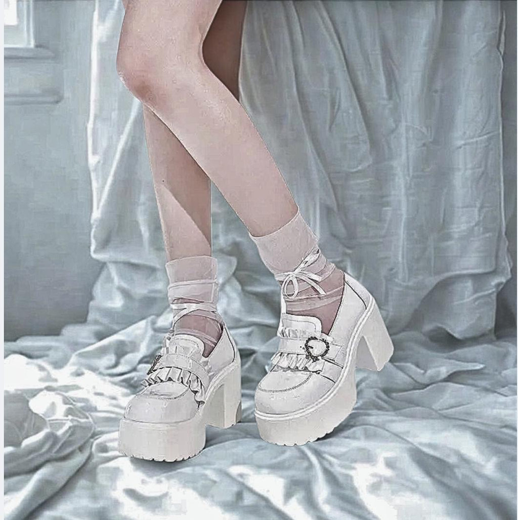 Gothic Punk Lolita Platform Loafers – Thick Bottom Leather Shoes for Women | Casual Black Alt Streetwear | Cute Harajuku Chunky Shoes Y2k