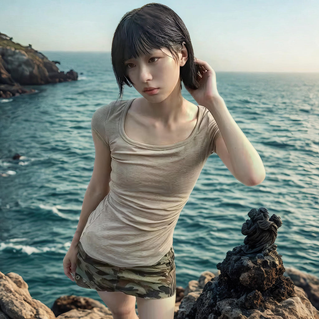 Y2K Crop Top: Harajuku Grunge Print, Irregular Cut kawaii gothic goth emo alt