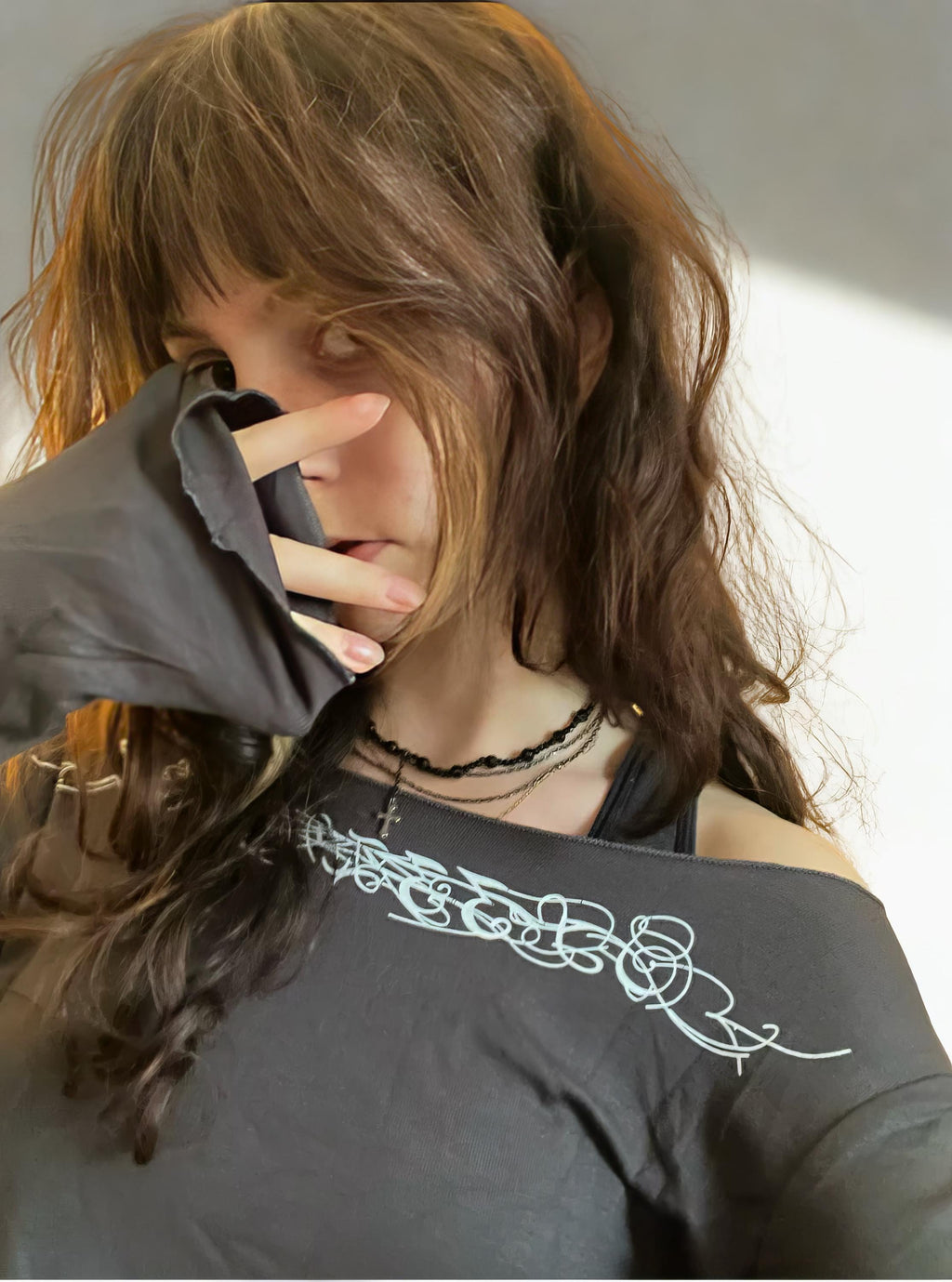 Y2K Gothic Graphic Tee: Harajuku Long Sleeve Punk Top Mall goth alt emo