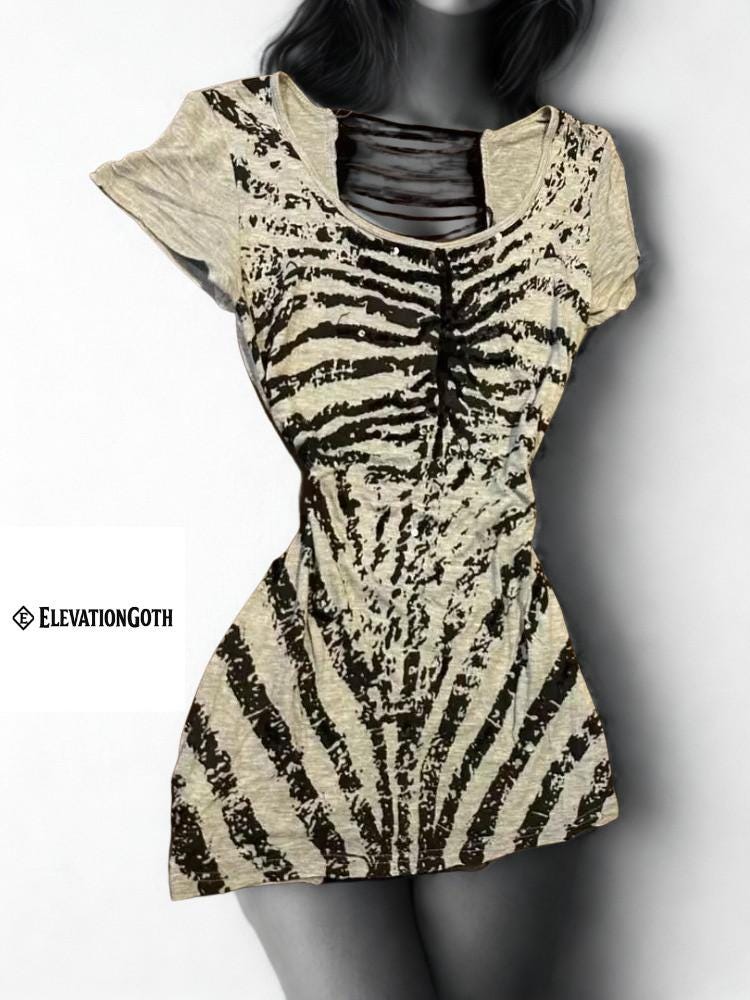 Y2K Hollow Out Crop Top Zipper Streetwear, Gothic Harajuku Style Mall goth alt emo