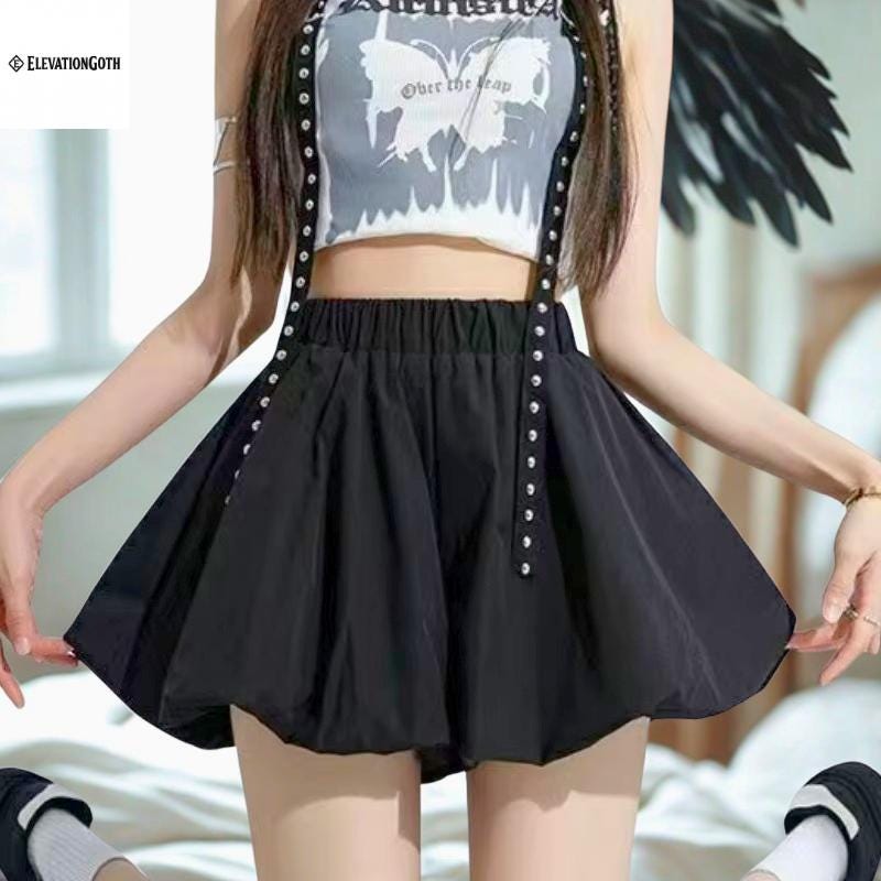 Y2K White Mini Skirt: Tiered Ballet Style with Built-in Shorts Gothic