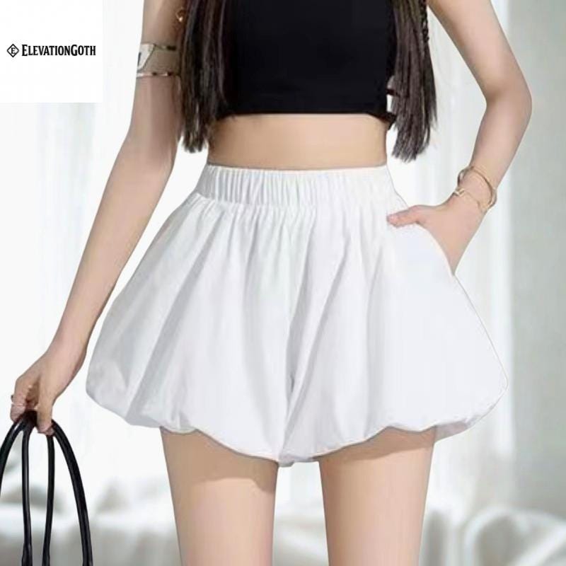 Y2K White Mini Skirt: Tiered Ballet Style with Built-in Shorts Gothic