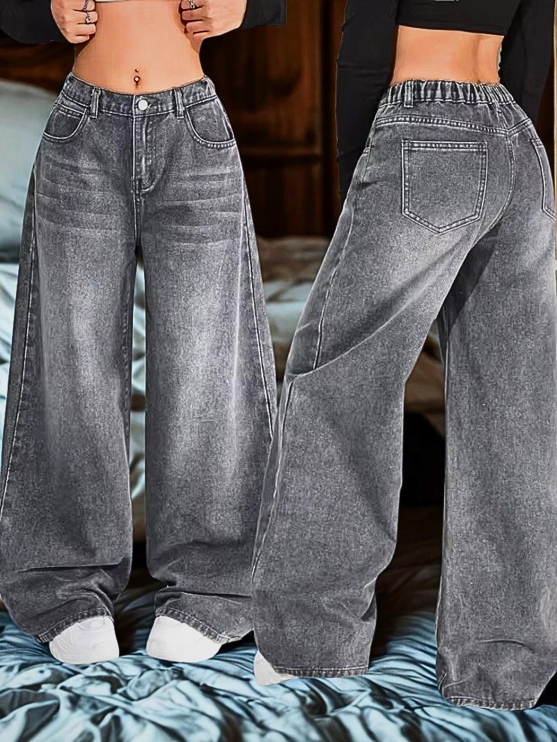 Streetwear Multi-Pocket Baggy Jeans, Y2K Hip Hop Harajuku Gothic High Waist Wide Leg