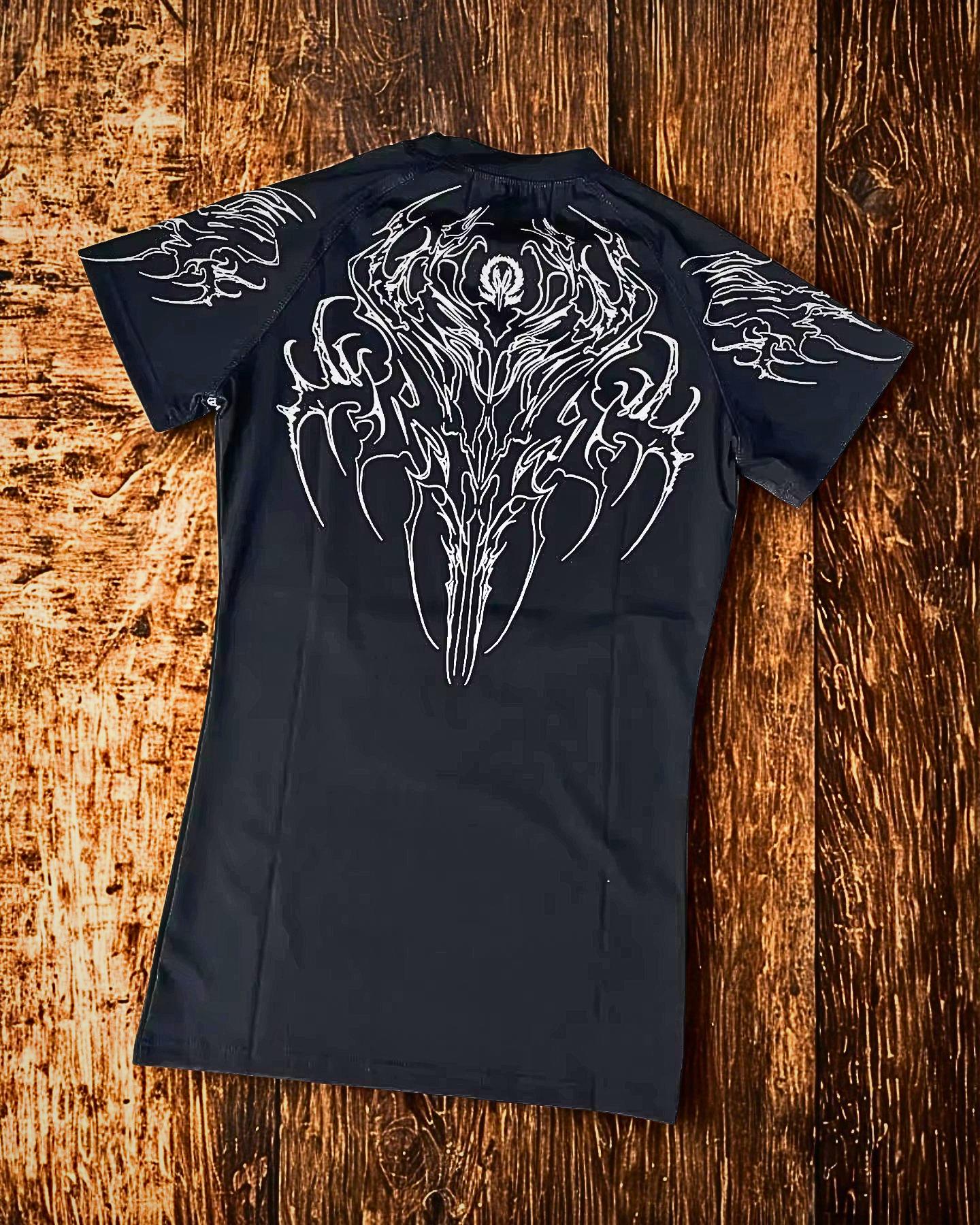 Retro Gothic Stripe Men’s Fitness Shirt | Y2K Gym Tee  Goth Emo Alt Punk Rock