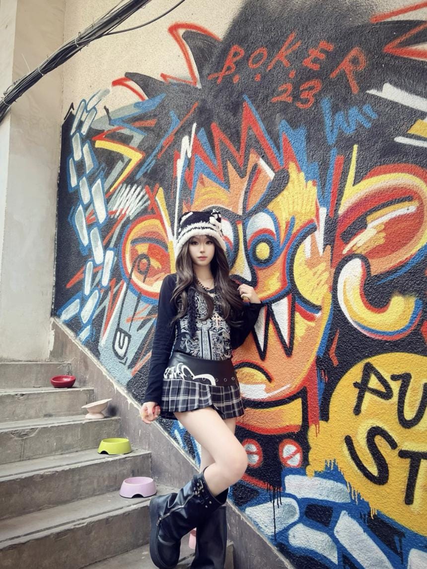 Y2K Gothic Long Sleeve Top: Silver Graphic Print, Vintage Grunge goth emo edgy alt