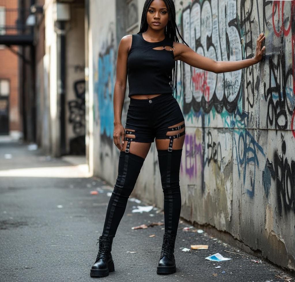 Gothic Ripped Denim Shorts: High Waist Bandage Mini Jeans goth alt emo edgy