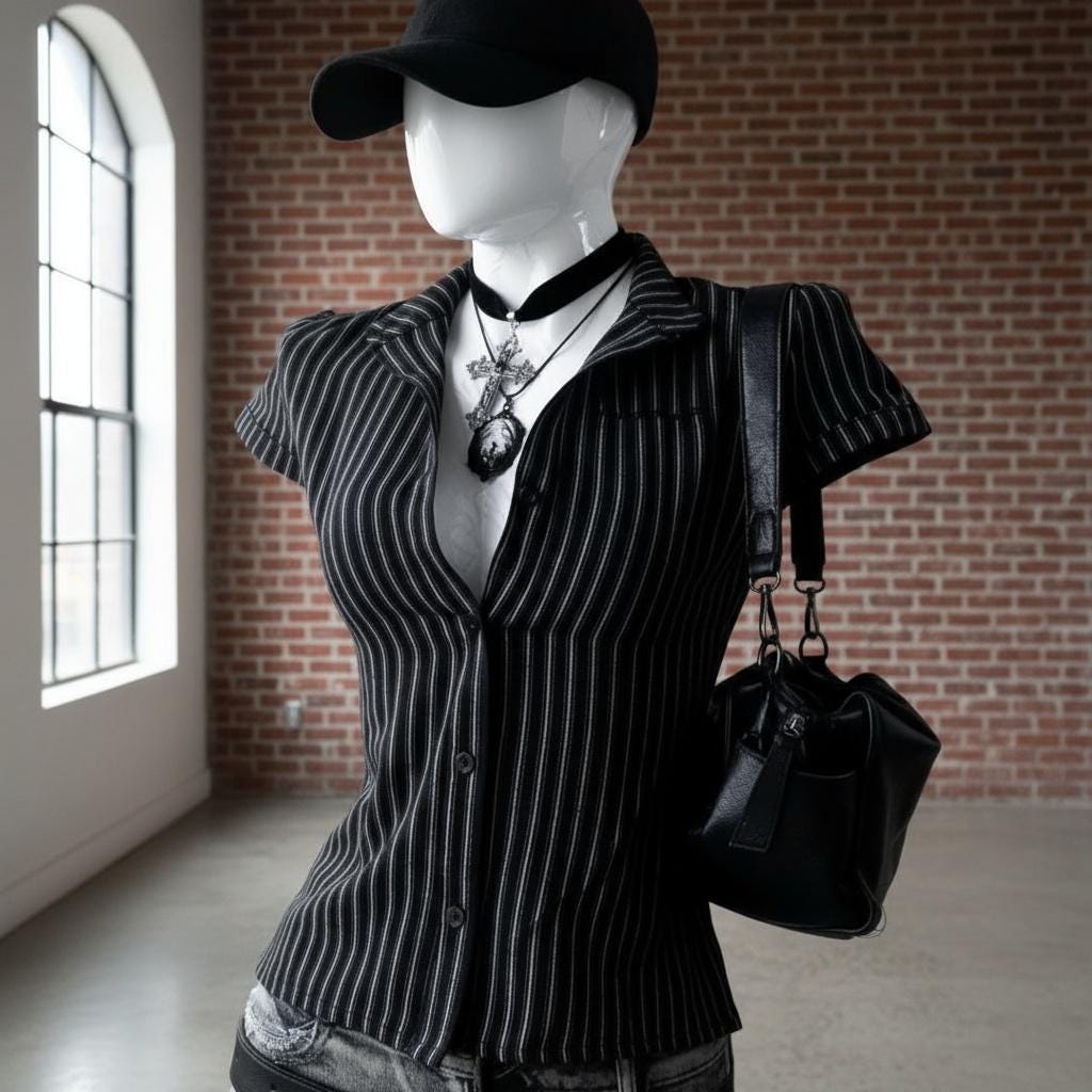 Y2K Striped Camisole: Punk Goth Harajuku Slim Fit Tank Top Gothic Edgo Alt