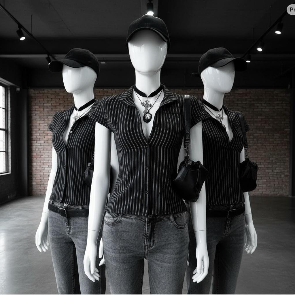 Y2K Striped Camisole: Punk Goth Harajuku Slim Fit Tank Top Gothic Edgo Alt