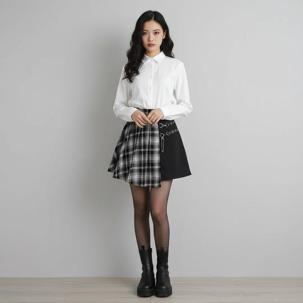 Gothic Plaid Mini Skirt: Lace Ruffle, Harajuku Y2K Streetwear Goth Emo Alt Edgy
